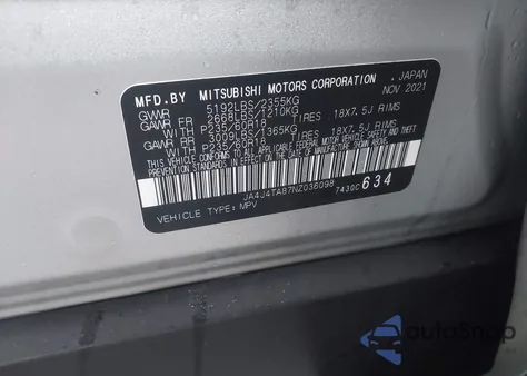 2022 Mitsubishi Outlander Es 2.5 S-Awc from USA, damaged, VIN JA4J4TA87NZ036098